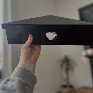 Set of 2 Vintage Wooden Corner Shelves with Heart Cutout